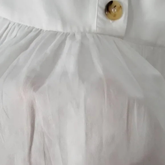 RHODE Dress Size Med White Nisha Puff-Sleeve Cotton Poplin Pockets Unlin… - Picture 14 of 16